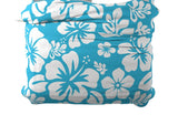 Aqua Blue & White Hawaiian Flowers Duvet Cover – Large Scale – Extremely Stoked® Eco Luxe Beach Bedding