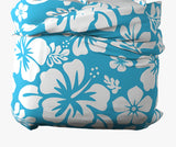 Aqua Blue & White Hawaiian Flowers Duvet Cover – Large Scale – Extremely Stoked® Eco Luxe Beach Bedding