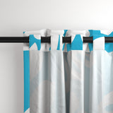 White Hawaiian Flowers on Aqua Blue Window Curtains -  Extremely Stoked® Eco Beach Luxe Collection - Large Scale