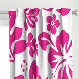 surfer girl hot pink hawaiian hibiscus flowers window curtains