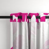 Hot Pink Hawaiian Flowers on White Window Curtains - Extremely Stoked® Eco Beach Luxe Collection - Large Scale