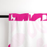 Hot Pink Hawaiian Flowers on White Window Curtains - Extremely Stoked® Eco Beach Luxe Collection - Large Scale