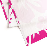 Hot Pink Hawaiian Flowers on White Window Curtains - Extremely Stoked® Eco Beach Luxe Collection - Large Scale