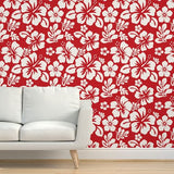 Red and White Hawaiian Hibiscus Flowers Wallpaper