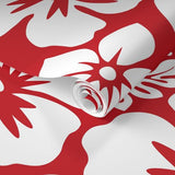 Red and White Hawaiian Hibiscus Flowers Wallpaper