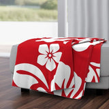 red and white hawaiian hibiscus flowers minky throw blanket