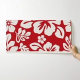 White Hawaiian Flowers on Red Wallpaper - Extremely Stoked® Eco Beach Luxe Collection