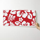 White Hawaiian Flowers on Red Wallpaper - Extremely Stoked® Eco Beach Luxe Collection