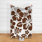 chocolate brown hibiscus and hawaiian flowers throw blanket