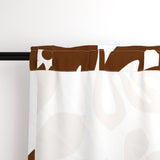Chocolate Brown Hawaiian Flowers on White Window Curtains - Extremely Stoked® Eco Beach Luxe Collection - Large Scale