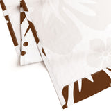 Chocolate Brown Hawaiian Flowers on White Window Curtains - Extremely Stoked® Eco Beach Luxe Collection - Large Scale