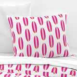 Surfer Girl Pink and Juicy Orange Classic Surfboards Sheet Set from Surfer Bedding™️ Medium Scale - Extremely Stoked