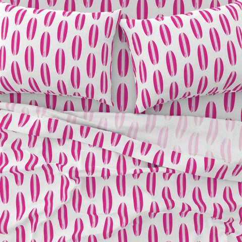 Surfer Girl Pink, White and Soft Pink Classic Surfboards Sheet Set
