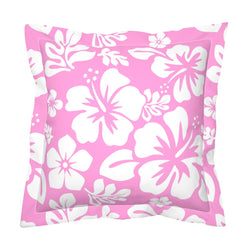 Pink and White Hawaiian Flowers Euro Pillow Sham – Extremely Stoked® Eco Beach Luxe Collection