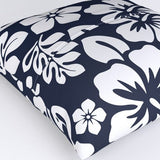 Navy Blue and White Hawaiian Flowers Euro Pillow Sham – Extremely Stoked® Eco Beach Luxe Collection