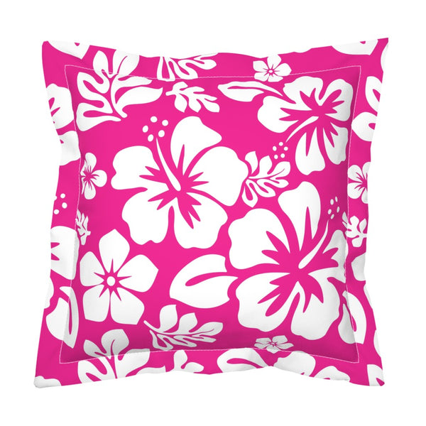 Hot Pink and White Hawaiian Flowers Euro Pillow Sham – Extremely Stoked® Eco Beach Luxe Collection