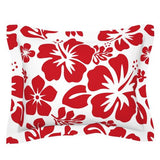 White and Red Hawaiian Hibiscus Flowers Pillow Sham - Extremely Stoked