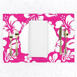 White Hawaiian Flowers on Hot Pink Placemats - Extremely Stoked