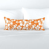 White and Orange Hawaiian Flowers Extra Long Lumbar Throw Pillow - Extremely Stoked