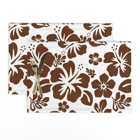 Brown Hawaiian Flowers Placemats - Extremely Stoked