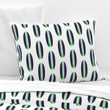 Navy Blue and Lime Green Classic Surfboards Sheet Set