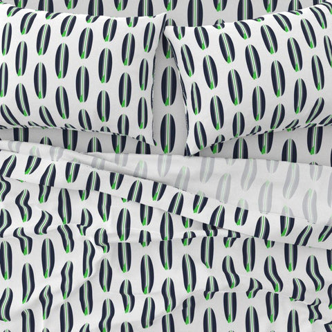 Navy Blue and Lime Green Classic Surfboards Sheet Set