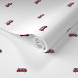 Red, White and Blue Classic Surf Bus Wallpaper