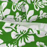 White Hawaiian Flowers on Fresh Green Sheet Set