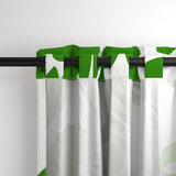Fresh Green Hawaiian Flowers on White Window Curtains - Extremely Stoked® Eco Beach Luxe Collection - Large Scale