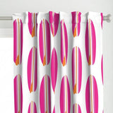 Surfer Girl Pink and Juicy Orange Classic Surfboards Window Curtains -BIGGIE SIZE