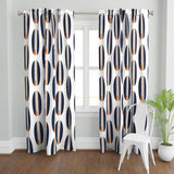 Navy Blue and Orange Classic Surfboards Window Curtains -BIGGIE SIZE