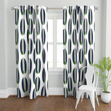 Navy Blue and Green Classic Surfboards Window Curtains -BIGGIE SIZE