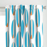 Aqua Ocean Blue & Orange Classic Surfboards Window Curtains -BIGGIE SIZE