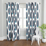 Navy Blue and Aqua Ocean Blue Classic Surfboards Window Curtains -BIGGIE SIZE