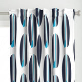 Navy Blue and Aqua Ocean Blue Classic Surfboards Window Curtains -BIGGIE SIZE