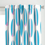 Aqua Ocean Blue & Soft Pink Classic Surfboards Window Curtains -BIGGIE SIZE