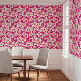 Hot Pink, White and Orange Hawaiian Flowers Wallpaper - Extremely Stoked® Eco Beach Luxe Collection