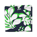 Navy Blue, Lime Green and White Hibiscus and Hawaiian Flowers Duvet Cover