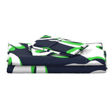 Navy Blue, Lime Green and White Hawaiian Flowers Sheet Set from Surfer Bedding™️ Large Scale - Extremely Stoked