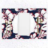 Navy Blue, White and Red Hawaiian Flowers Placemats - Extremely Stoked® Eco Luxe Beach Home Decor