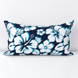 Ocean Blues Hawaiian Flowers Lumbar Throw Pillow - Extremely Stoked