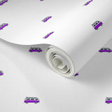 Purple, White and Navy Blue Classic Surf Bus Wallpaper - Extremely Stoked