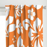 orange and white hibiscus flowers window curtains