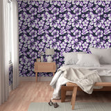 Navy Blue, Purple and White Hawaiian and Hibiscus Flowers Wallpaper