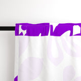 Purple Hawaiian Flowers on White Window Curtains - Extremely Stoked® Eco Beach Luxe Collection - Large Scale