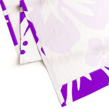 Purple Hawaiian Flowers on White Window Curtains - Extremely Stoked® Eco Beach Luxe Collection - Large Scale