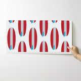 Red and Aqua Blue Classic Surfboards Wallpaper - Extremely Stoked® Eco Beach Luxe Collection