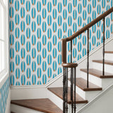 Aqua Blue and Orange Classic Surfboards Wallpaper - Extremely Stoked® Eco Beach Luxe Collection