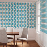 Aqua Blue and Orange Classic Surfboards Wallpaper - Extremely Stoked® Eco Beach Luxe Collection