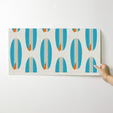 Aqua Blue and Orange Classic Surfboards Wallpaper - Extremely Stoked® Eco Beach Luxe Collection